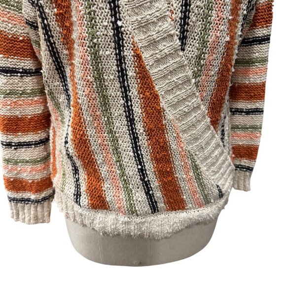 Billabong Bring It Together Surplice Sweater Large Striped Boho Cozy - Picture 3 of 5